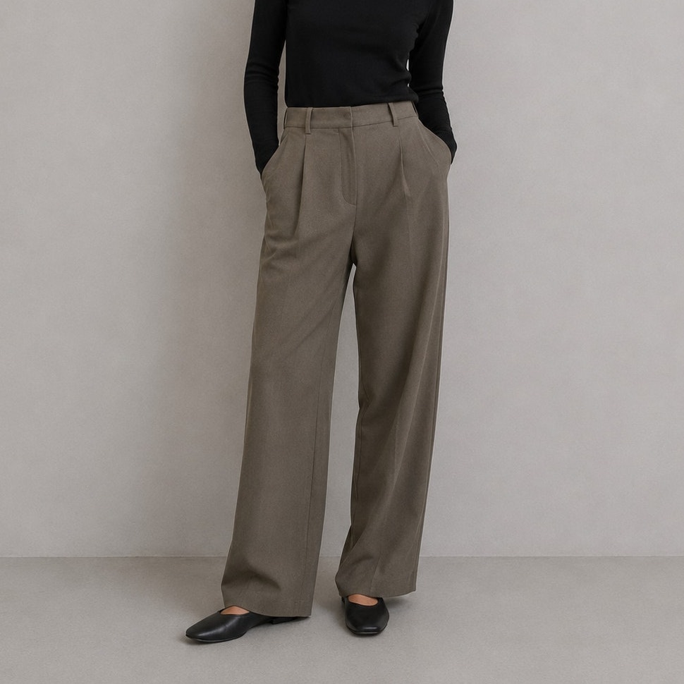Aritzia The Effortless Crepette Pant Womens L/Xl Green High-Rise Wide Leg